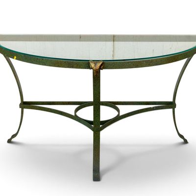Wrought Iron Demilune Console Table