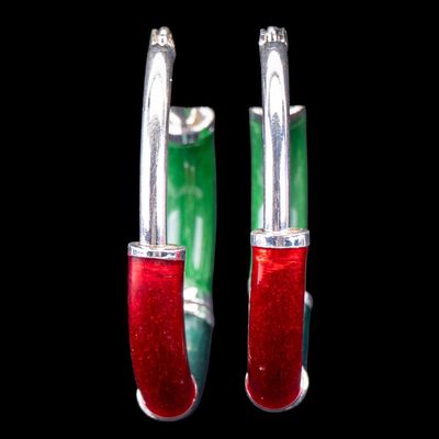 Sterling Silver and Enamel Earrings