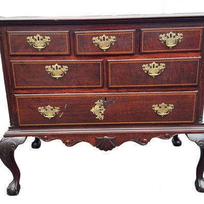 Chippendale Bureau With Inlay and Ball Claw Feet