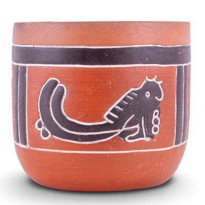 Vintage Mexican Folk Art Terracotta Planter