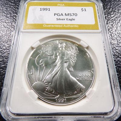 1991 PGA MS70 AMERICAN SILVER EAGLE DOLLAR