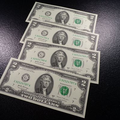 2017-A SET OF 3 UNC. GREEN SEAL CONSECUTIVE SERIAL NUMBERS $2 FEDERAL RESERVE NOTES