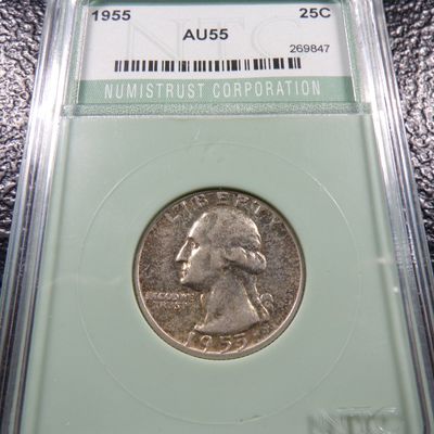 1955 NTC AU55 WASHINGTON SILVER QUARTER