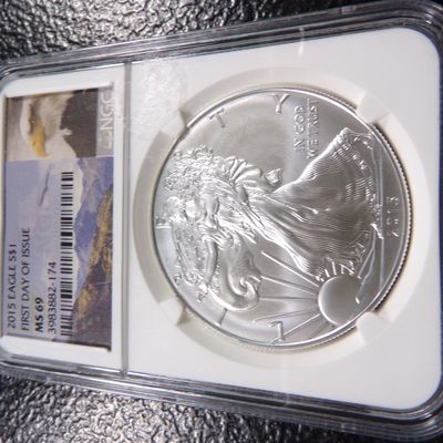 2015 NGC MS69 FIRST DAY OF ISSUE AMERICAN SILVER EAGLE DOLLAR