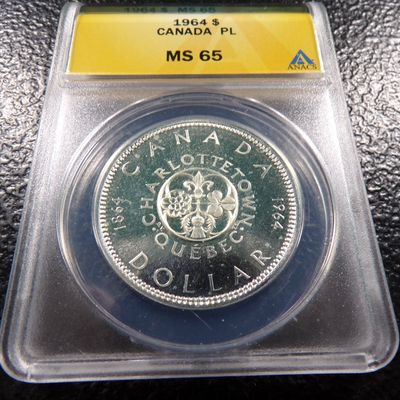 1964 ANACS MS65 PL CANADA SILVER DOLLAR