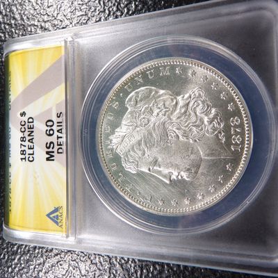 1878-CC ANACS MS60 DETAIL KEY DATE CARSON CITY MORGAN SILVER DOLLAR CLEANED
