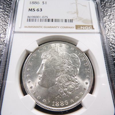 1886 NGC MS63 MORGAN SILVER DOLLAR