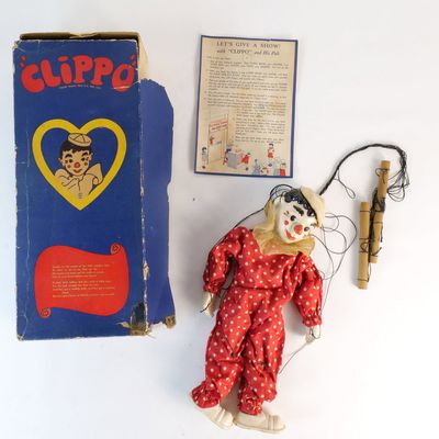 Vintage 1930s Effanbee "Clippo the Clown" Marionette Puppet