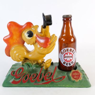 Vintage 1950s Goebel Beer Brewster The Rooster Chalkware Bar Sign