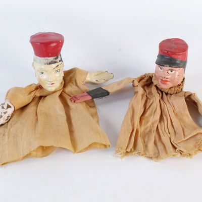 Lot of 2 Antique Hand Puppets