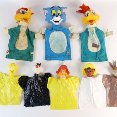 Lot of Cartoon Character Hand Puppets
