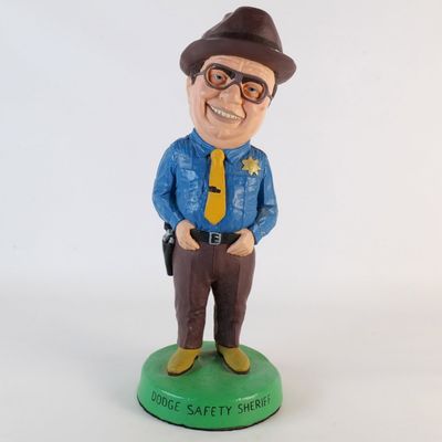 Vintage Dodge Safety Sheriff Joe Higgins Chalkware Advertising Statue