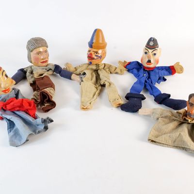 Lot of 5 Vintage/Antique Hand Puppets