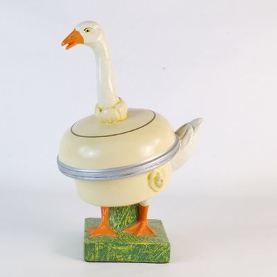 Vintage French Maison Artzner Strasbourg Foie Gras Goose Countertop Advertising Display Figurine