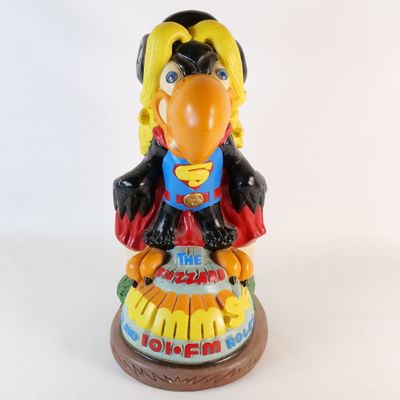 Vintage WMMS 101FM The Buzzard Advertising Statue Coin Bank