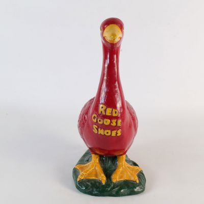Vintage Red Goose Shoes Store Display Chalkware Advertising Statue