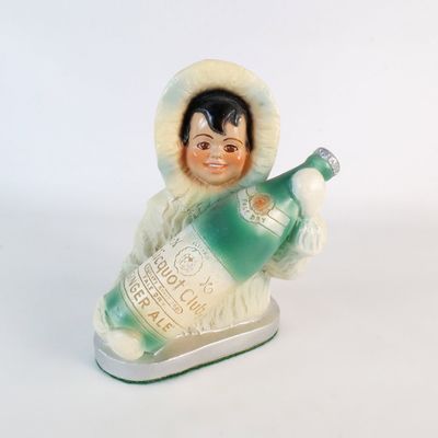 Vintage Clicquot Club Ginger Ale Eskimo Boy Coin Bank/Figure