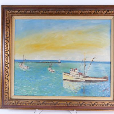 Textured Oil on Canvas - Coastal Seascape