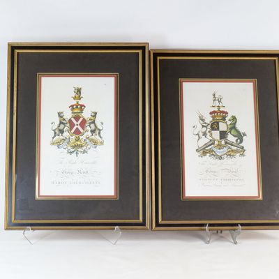 Pair of Framed British Heraldic Peerage Prints