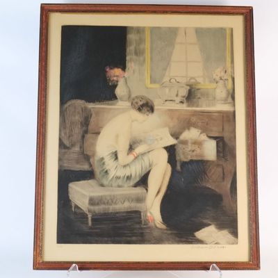 Art Deco Etching. Entitled "Love Letters" by William Ablett