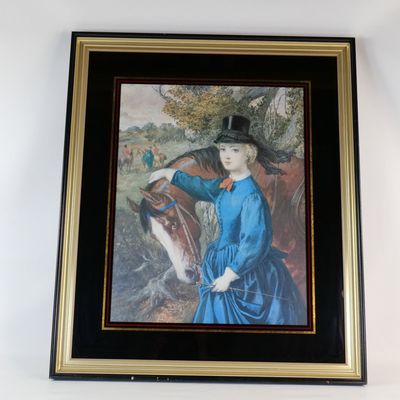 Vintage Framed Equestrian Art Print