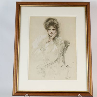 Framed Harrison Fisher Lithograph Print