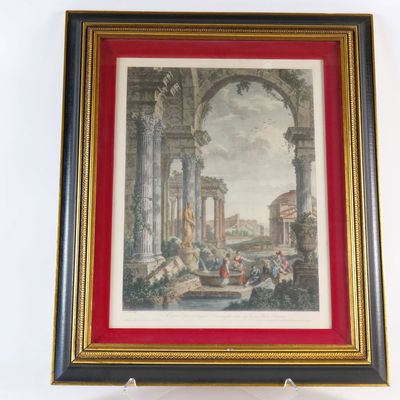 Vintage Sungott Art Studios Hand-Colored Engraving