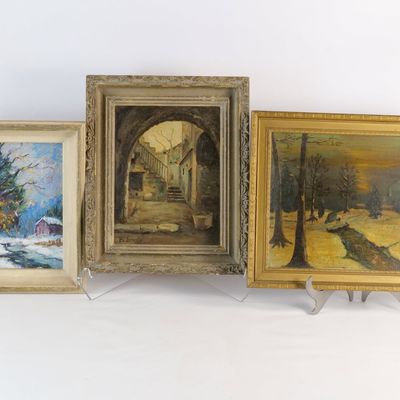 Trio of Vintage Original Oil Paintings