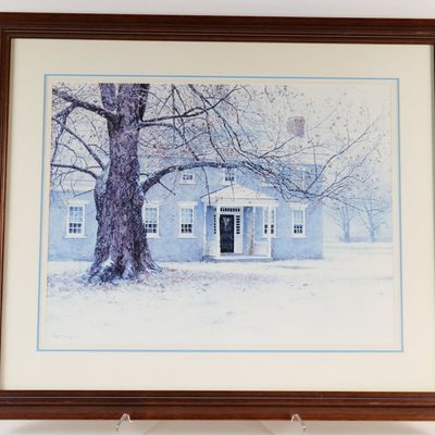 Vintage 1993 Ned Young Framed and Double Matted Winter Landscape Print