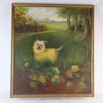 Oil on Canvas - Landscape with Dog