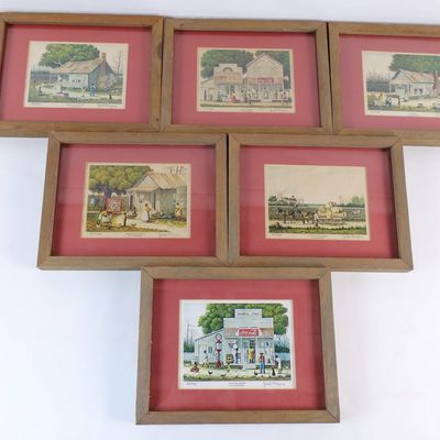 Lot of 6 Vintage Jack Meyers Hand-Signed and Numbered Folk Art Prints