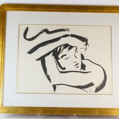 Oversized Lithograph - Abstract Brush Stroke of woman