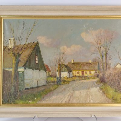 Oil on Canvas - Pastoral Village Scene