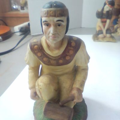 Painted Bisque Ceramic Native American Male Figurine
