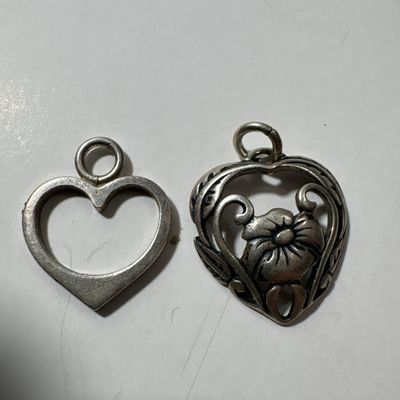 Two Sterling Silver Heart Pendants Including Silpada Floral Design