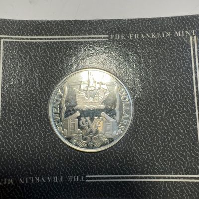 British Virgin Islands 1985 Twenty Dollars Silver Proof Treasure Ship Coin Franklin Mint