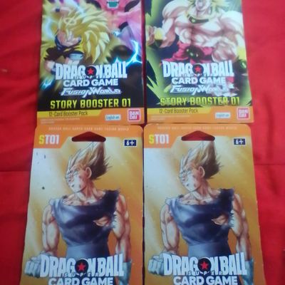 A Set of Four Sealed Dragon Ball Super Card Game Fusion World Story Booster 01 Blister Packs