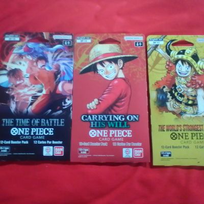 Three Bandai Namco One Piece Card Game English Edition Blister Booster Packs OP-13 OP-16 and OP-17