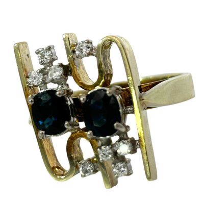 14K Sapphire & Diamond Ring