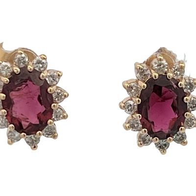 Tourmaline & Diamond Halo Earrings