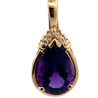 14K Amethyst & Diamond Enhancer Pendant