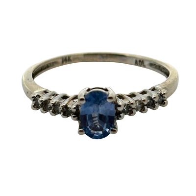 14K Ceylon Sapphire & Diamond Ring