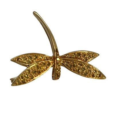 18K Diamond Accented DragonFly Brooch
