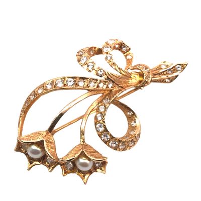 18K Pearl Floral Brooch