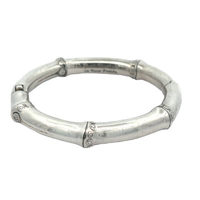 JOHN HARDY Sterling Silver 925 Bamboo Design Hinged Bangle Bracelet