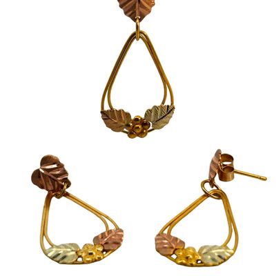 14K Black Hills Gold Pendant & Earrings Set