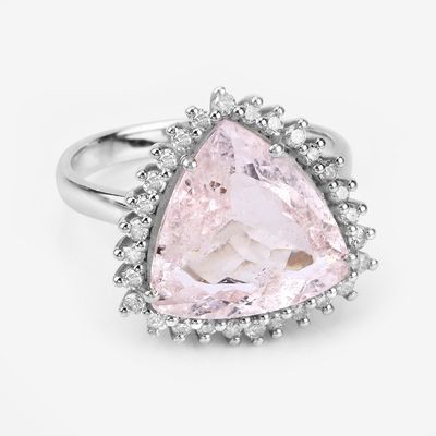 5.45 Carat Morganite and Diamond Halo Ring