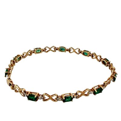Two Tone Emerald Tennis Bracelet