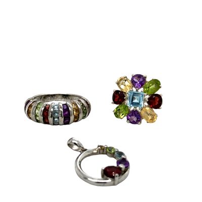 Multi Color Gemstone Rings and Pendant