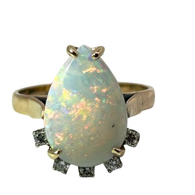 14K Opal & Diamond Ring